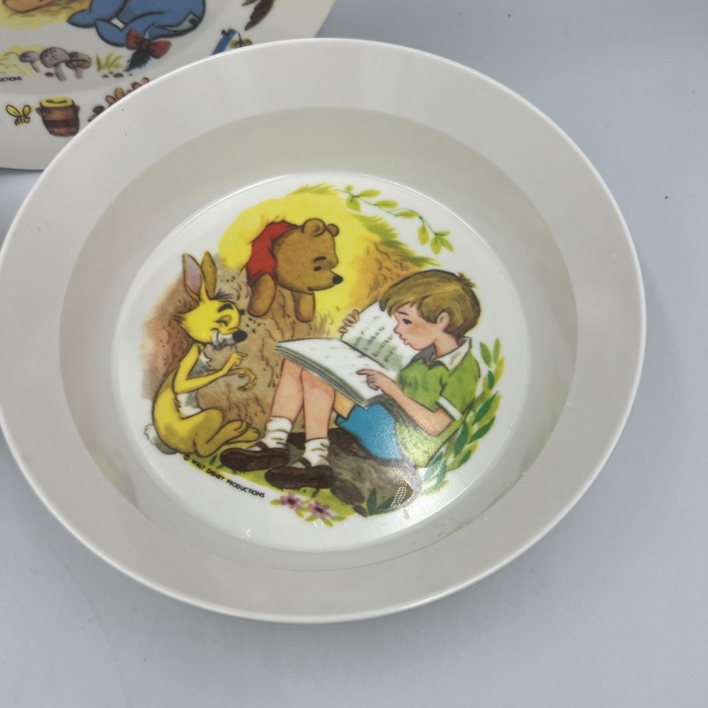 Vintage Winnie The Pooh 3 Piece‎ Melamine Walt Disney Dish Set Plate 2 Bowls - Picture 4 of 6